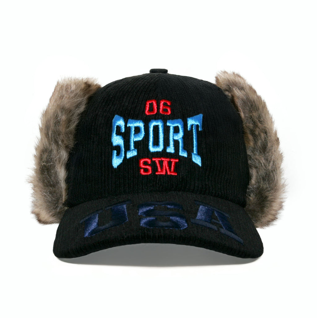 BLACK FUR TRAPPER CAP